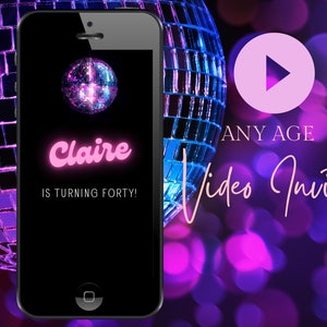 Disco Ball Video Invitation, Birthday Video Inivte, Video Inites, Video Evite, Text Inivte, 70’s Inivte, Animated Evite, Dance Evite