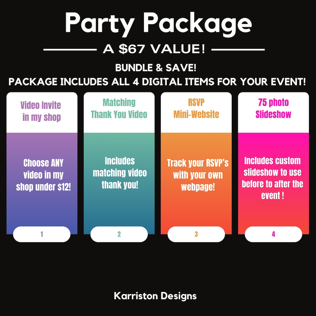 Party Package Bundle, Video Invite, RSVP Website, Slideshow - Etsy