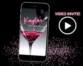 Animated Cocktail Party Video Invite, Any Age (Digital Evite)