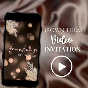Brown and Tan Video Invitation, Brown theme Birthday, Video Evite, Video Invite, Animated Invitation, Boho Invite