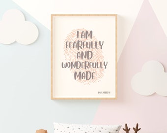 Psalm 139 Nursery Print | PHYSICAL PRINT | Fearfully Wonderfully Made, Christian Wall Art