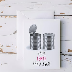 Carte d'anniversaire de mariage pour le dixième anniversaire de mariage | Cartes amusantes | Carte de voeux moderne
