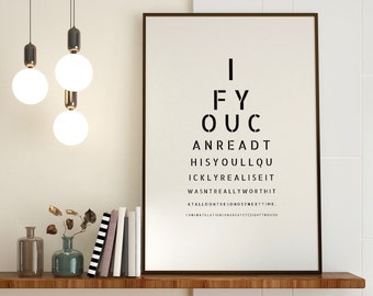 Humoristische oogtestposter | DIGITALE DOWNLOAD | Woondecoratie kunst aan de muur | Wees niet nieuwsgierig | Opticiens Grafiek | Grappige toiletafdruk | Beneden Loo