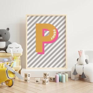 Impresión de nombre personalizada / DESCARGA DIGITAL / Arte de pared con letras en negrita / Decoración personalizada del hogar / Habitación para niños / Póster para niños / Regalo de cumpleaños