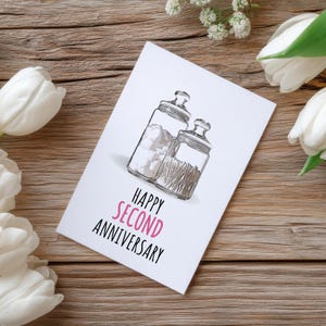 Deuxième carte d'anniversaire de mariage | Cartes fantaisistes | Carte de voeux moderne
