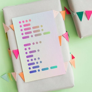 Feliz Aniversário | Código Morse | Cartão Minimalista Colorido