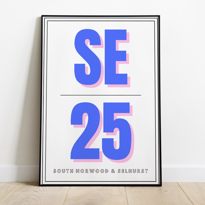 Custom Personalised Postcode Art | DIGITAL DOWNLOAD | Any Area Wall Decor | Special Place Bespoke Artwork | Location Poster | New Home Gift Blue / White