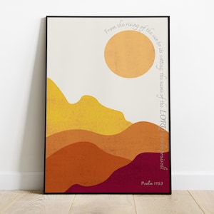 From the rising of the Sun.... Psalm 113 | DIGITAL DOWNLOAD | Christian Boho Art | Minimalist Wall Print | Bible Verse Scripture Artwork |