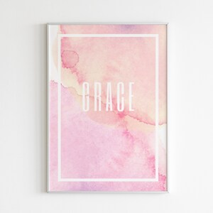 Watercolour &#39;Grace&#39; Print | PHYSICAL PRINT | Christian Artwork | Home Decor | Office Poster | Living Room Wall Art | Entryway