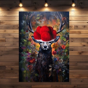 Leinwandkunst 'Hirsch Berti' in verschiedenen Größen - Schwarzwald Kunst, Street Art in lebhaften Farben