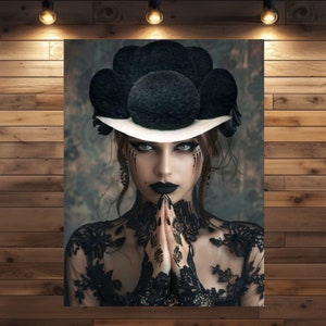 Seductive Black Forest Beauty – Casandra in Gothic Style, Mystical Wall Art on Canvas and Poster