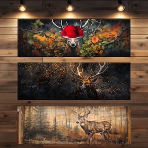 Exklusive XXL Panorama Leinwände mit wunderschönen Hirschmotiven 180x60 cm | Natur Wanddekoration