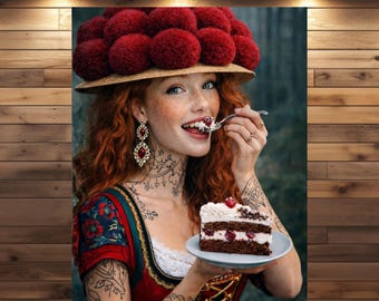 Schwarzwald Sandy mit Bollenhut & Kirschtorte – Originelle Deko als Poster, Leinwand oder Acrylglas – Schwarzwald Geschenkidee