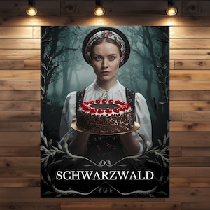 Schwarzwälderin Elisabeth mit Kirschtorte – Traditionelles Poster & Leinwand | Schwarzwald Wanddeko