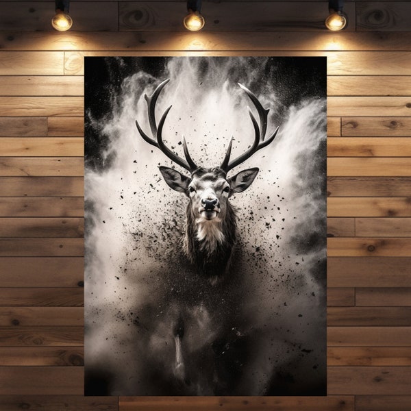 Hirsch Portrait Rudolf im einzigartigen Design als Poster und Leinwand in verschiedenen Größen