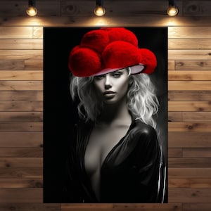 Moderne Schwarzwald Interpretation mit Bollenhut Model Eva als Poster oder Leinwand
