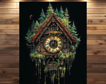Stilvolles Wandbild Kuckucksuhr Titisee – Schwarzwald-Inspiration als Poster & Leinwand, Elegante Wanddeko