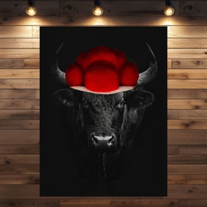 Minimalistisches Schwarzwald Bullen Kunstwerk "Spencer"– als Leinwand & Poster