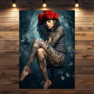 Schwarzwald Girl und Tattoo Kunstwerk Sunny mit Schwarzwald Touch als Poster und Leinwand