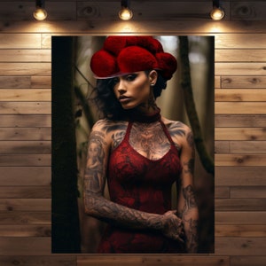 Das etwas andere Schwarzwald Mädel und Tattoo Model Laura als Poster und auf Leinwand