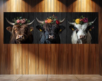 Haal een stukje natuur in huis met onze unieke panoramische canvasprint "Cattle Walk" in het formaat 180 x 60 cm.