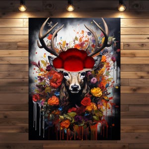 Hirsch Klausi | Schwarzwald Kunst mit Bollenhut | Moderne Wanddekoration