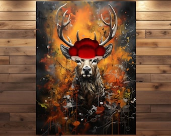 Hirsch Casimir Poster, Moderne Streetart-Designs, Premiumqualität Leinwände