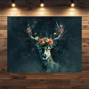 Elegantes Hirsch Leinwand Kunstwerk "Komet" - Natur Poster für Zuhause, Büro, Hotel