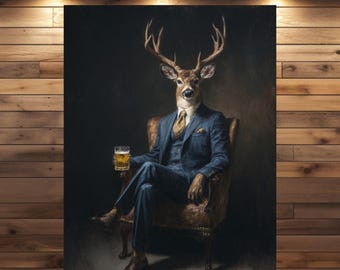Hirsch Wandbild „Harry Hirsch“ – Natur Poster oder Leinwand für Wohnzimmer, Schlafzimmer, Flur | Wald Deko im Landhausstil