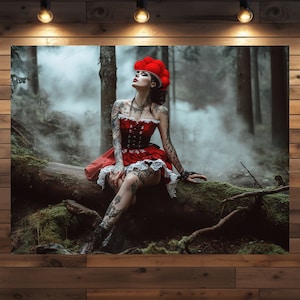 Bollenhut Model Bonnie – Schwarzwald-Look mit Bollenhut | Moderne Wandkunst mit Tattoo-Elementen