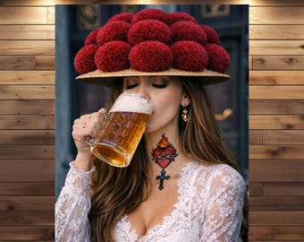 Schwarzwald Kate Wandbild, Bollenhut Poster, Schwarzwald Deko, Bier Motiv, Küche Wanddeko, Leinwand Bild