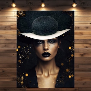 NEU Schwarzwald Dame Scarlett Poster mit Glitzereffekt, Schwarzwald Leinwand Kunst, Wanddekoration