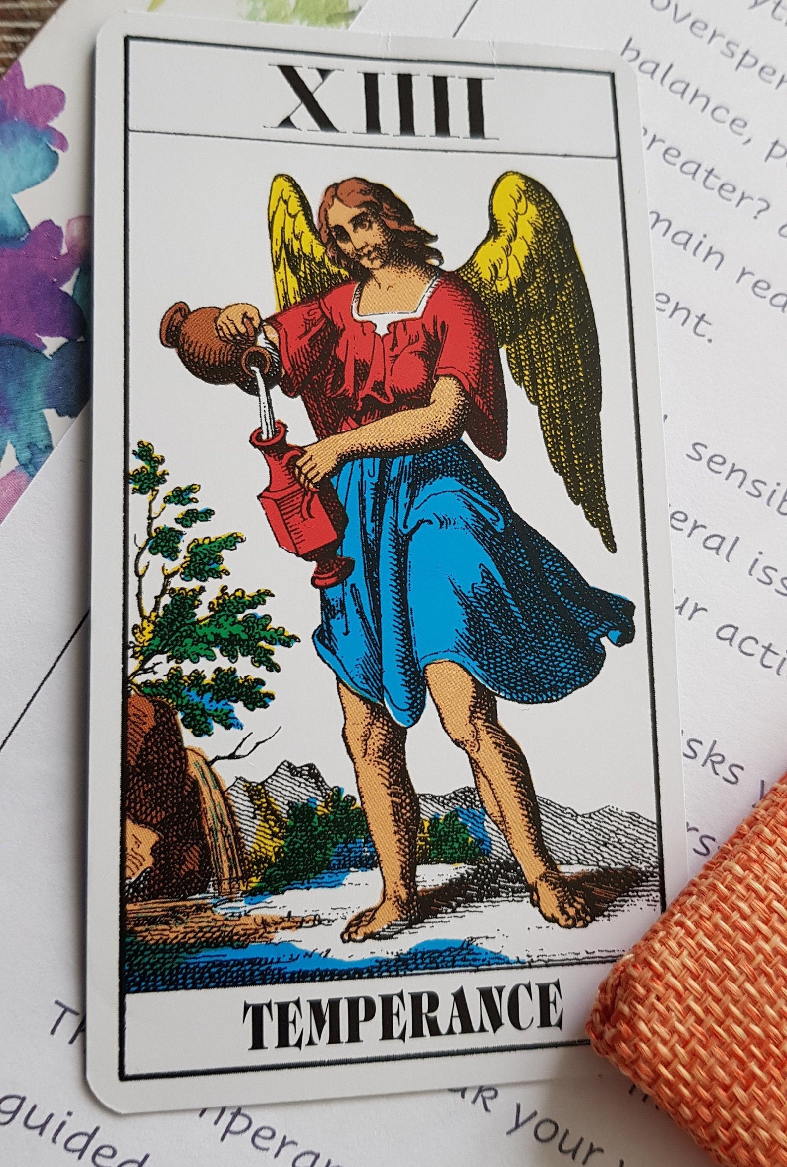 TEMPERANCE Tarot Card with READING single draw A4 print out Etsy