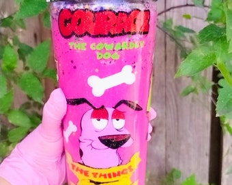 Dog cup,pink tumbler,old school tumbler,90s baby,gift,cartoons,24oz snowglobe ,animal,oldies, collectables