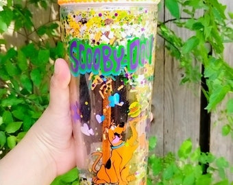 Dog  tumbler,Snowglobe,24oz tumbler, mystery machine cup,gift ,90s baby,old school,cartoons,old school,collectables