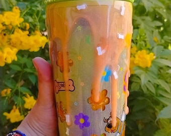 Dog  tumbler,Snowglobe,24oz tumbler, mystery machine cup,gift ,90s baby,old school,cartoons,old school,collectables