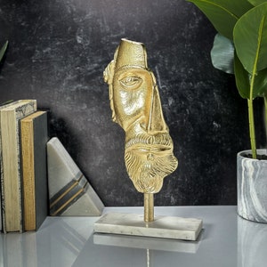 Male Gold Half Face Modern Art Statue | Abstract Sculpture | Golden Face | Office Decor | Male Face Sculpture | Greek Statue | Roman Statue