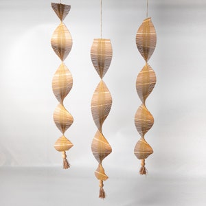 Modern Bamboo Mobile - 3d Wind Spinner - Natural Bamboo Hanging Mobile - Outdoor Decor - Patio Decor - Modern Art - Zen Decor Hanger