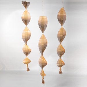 Modern Bamboo Mobile 3d Wind Spinner Natural Bamboo Hanging Mobile Outdoor Decor Patio Decor Modern Art Zen Decor Hanger image 1