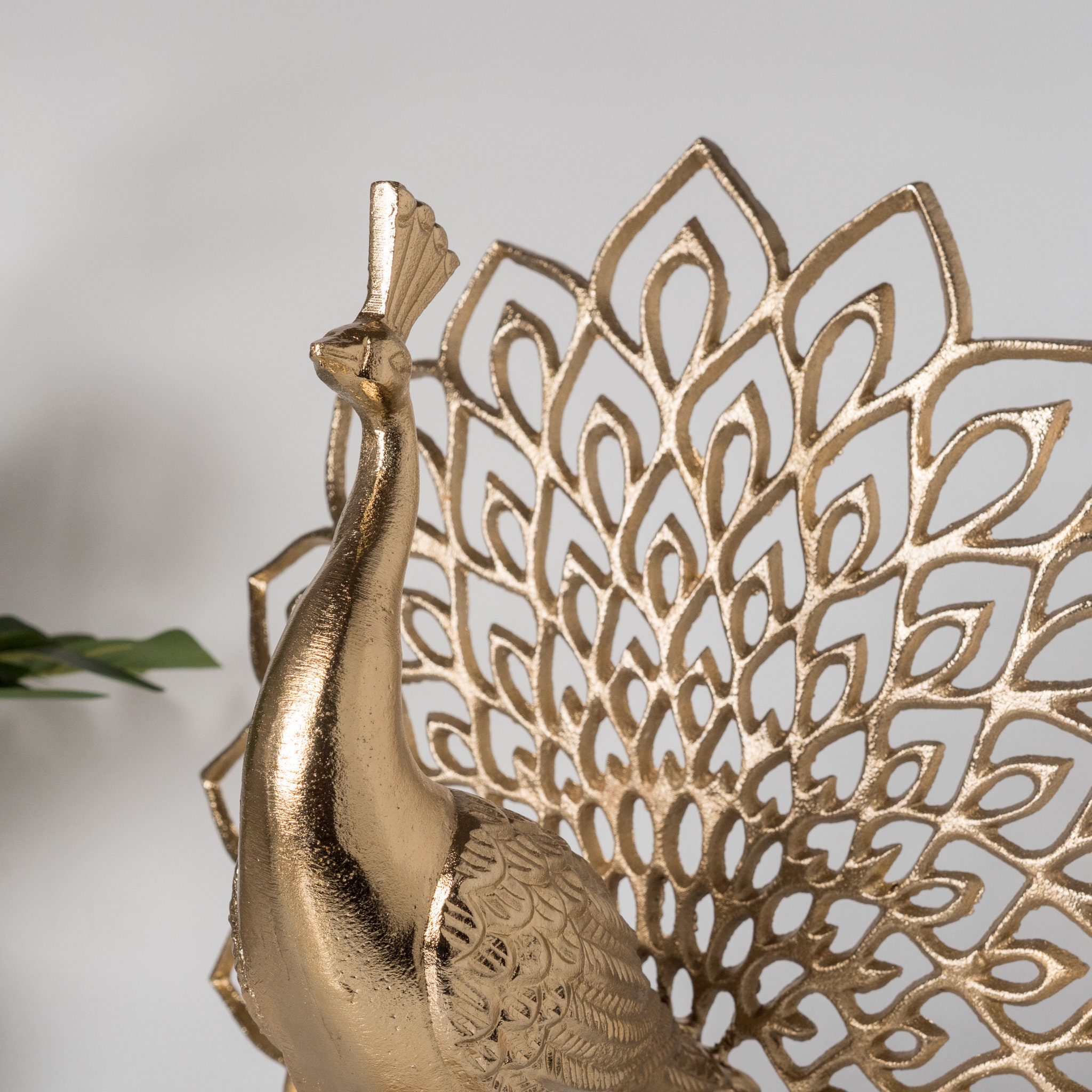 Golden Peacock Statue Gold Peacock Metal Decor Brass Etsy