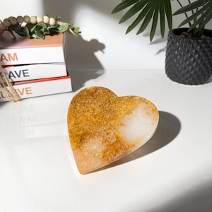 Citrine Crystal Heart: Golden Healer Stone, Home Decor