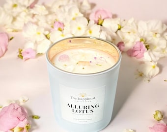 Jasmine Bergamot Scented Candle: Crystal Infused Luxury Candle