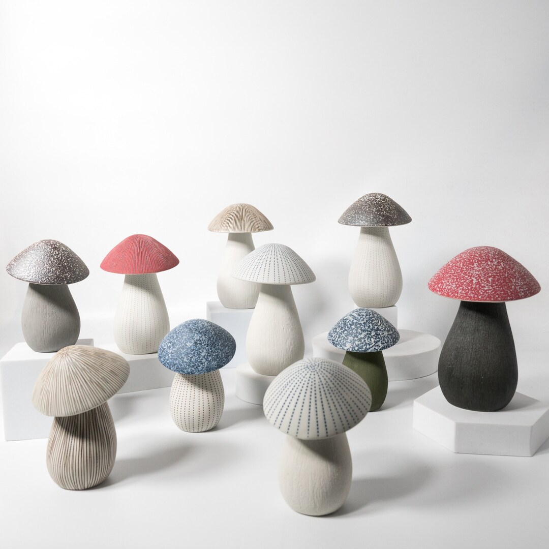 Ceramic Mushroom Statue Nature Decor Handmade Ceramic Mushroom Office