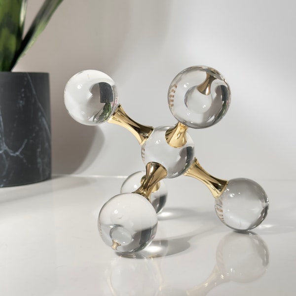 Spherical Crystal Glass Jack | Clear Crystal Orb | Jack Sculpture | Contemporary Crystal Sculpture | Home Decor | Crystal Art