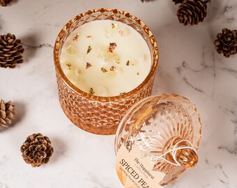 Spiced Pear Candle: Coconut Soy Wax, Citrine Crystals, France Vessel
