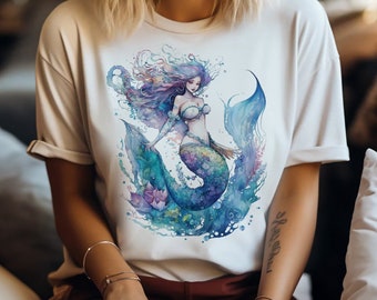 Watercolor Mermaid Tee, Mermaid Shirt, Mermaid Art Shirt, Mermaid Lovers, Mermaid gift, Boho Mermaid Top, Gift for mermaid lovers