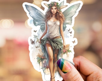 Fairy Sticker, magical sticker, fairy tale sticker, fantasy sticker, laptop sticker, phone sticker, water bottle sticker, witchy sticker