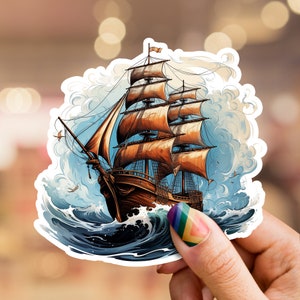 Ship sticker, Sailing ship sticker, Sailing sticker, ocean sticker, nautical sticker, exploration sticker, navigation sticker, high seas