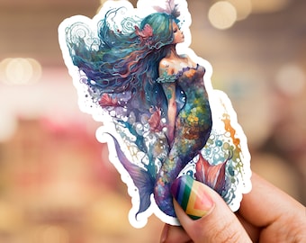 Mermaid sticker, ocean lover sticker, tropical water sticker, nature laptop sticker, phone sticker, water bottle sticker, mermaid