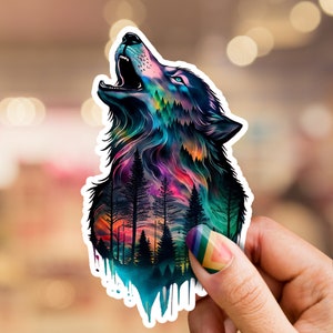 Howling Wolf Sticker, Wolf sticker, Forest, sticker, nature, wildlife, hydro flask sticker, laptop sticker, phone sticker